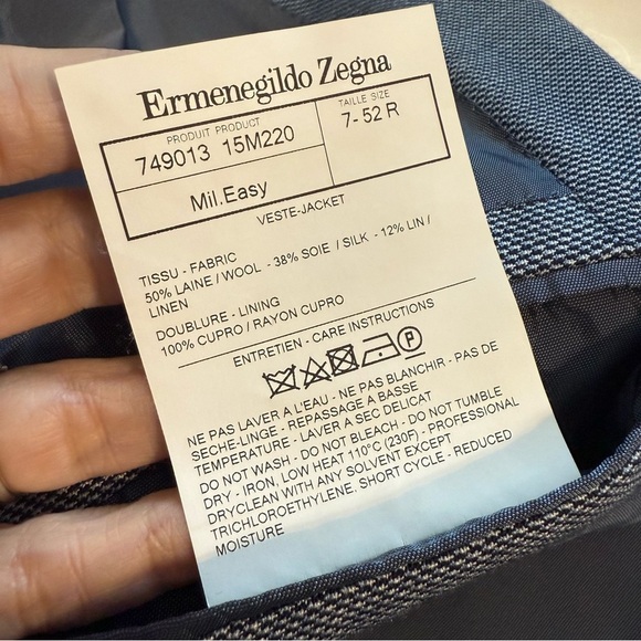 Ermenegildo Zegna Milano Easy Wool Linen & Silk Blazer Suit Jacket Size 52 R - Picture 10 of 13
